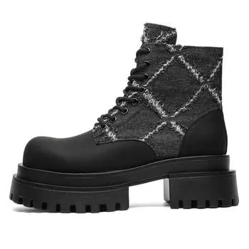 3590 autumn and winter Martin boots men s original design niche thick-soled men s boots heightened function high-top black boots 38-Male code