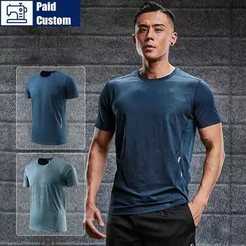 (35-105КГ) Мужская спортивная футболка Quick Dry Ice Silk Sweat Absorbing с коротким рукавом для фитнеса и бега S красный