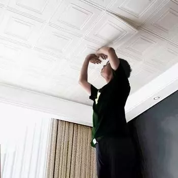 35*35 см 3D Декор для комнаты Украшения Наклейки на крышу Стены Подвесной потолок Водонепроницаемые самоклеящиеся обои для дома 5pcs 35x35cm белый