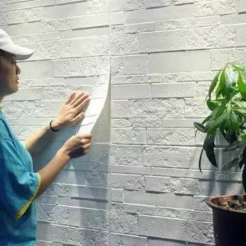 35*35 см 3D самоклеящиеся наклейки на стену с кирпичным узором для гостиной, фон для телевизора, водонепроницаемое украшение для комнаты, пенопластовое украшение для дома 5pcs 35cmx35cm белый