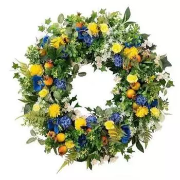 35/40/50 см Венок из гвоздик Весна-лето для входной двери Венок на День святого Валентина с синими и желтыми цветами Венок на дверь с гранатами и маргаритками для свадьбы 35cm