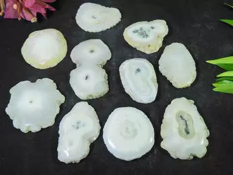 35-40 мм белый солнечный кварц срез друзы агат 10 шт драгоценный камень лот RQ-2190