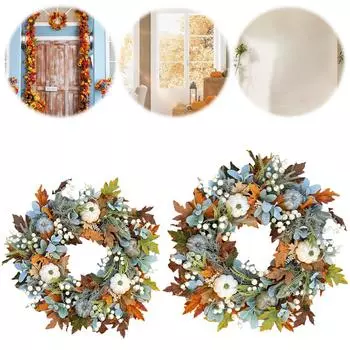 35/40 см Осенний венок для входной двери, праздничная тема, гирлянда из тыквы и ягод, подвесная оконная гирлянда для украшения урожая на День благодарения 35cm разноцветный