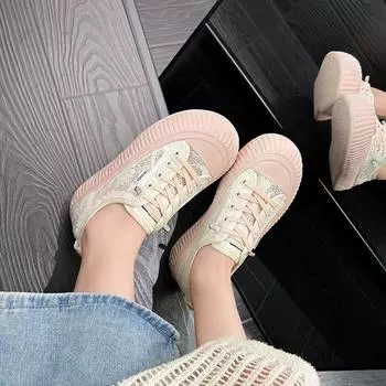35-40 Spring and Autumn New Platform White Shoes Korean Version Casual Fashion Canvas Breathable Bread Women s Shoes 35