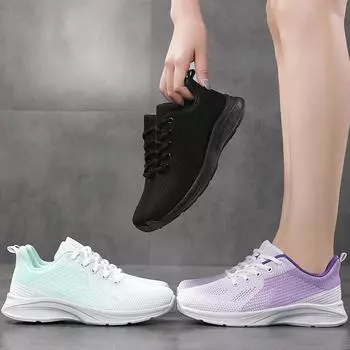 35-41 весенне-осенняя женская сверхлегкая уличная спортивная обувь большого размера с дышащей сеткой 35 чёрный