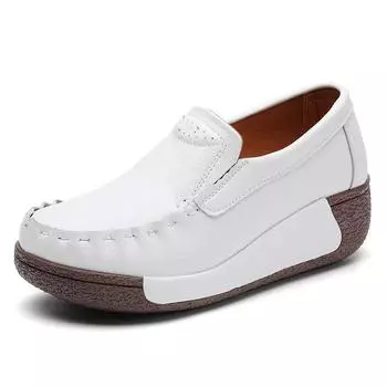 35-41 Женские туфли большого размера на толстой подошве с высокой посадкой из губки Туфли для мам Туфли без каблука Туфли-лоферы 35 белый