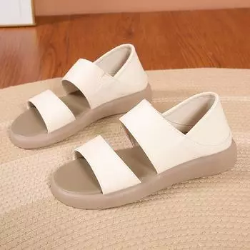 35-42 Большие летние сандалии 2025 года с мягкой подошвой Римские пляжные сандалии для женщин 35 белый