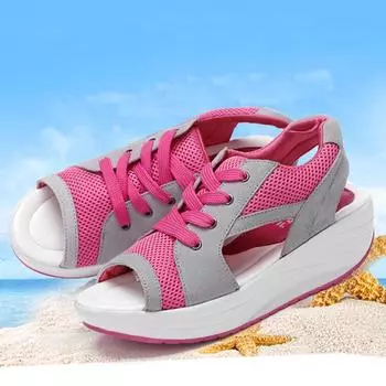 35-42 Женские Большие Размеры Рост Дышащие Сандалии Качалки Повседневная Женская Обувь Пляжная Обувь Женская Обувь 35 синий