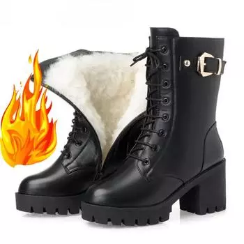 35-42 Женские полусапожки осень-зима женские ботильоны на шнуровке Chelsea Botas женские туфли на платформе массивные плюшевые молнии на высоком каблуке кожаные туфли 35