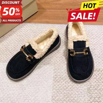 35-43 Большие размеры Мокасины из овечьей шерсти женские кудрявый овечий мех балетки женские теплые плюшевые мокасины зимняя хлопковая обувь женские меховые зимние сапоги 38 коричневый