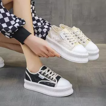 35-43 больших размеров женская обувь сетчатая женская универсальная дышащая платформа повышенная удобная обувь 41 повседневные кроссовки 42 35 чёрный