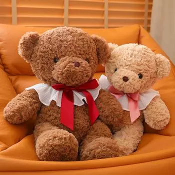 35/45/55 см милый плюшевый мишка игрушка мультфильм мягкие игрушки медведи с бантом плюшевые куклы кавайные мягкие детские игрушки декор для комнаты для девочек 35cm коричневый