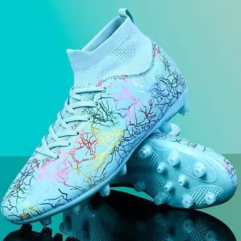 35-45 футбольные бутсы унисекс, студенческие футбольные бутсы большого размера, пластиковые бутсы с длинными ногтями AG, тренировочные футбольные бутсы с искусственным газоном 35 чёрный