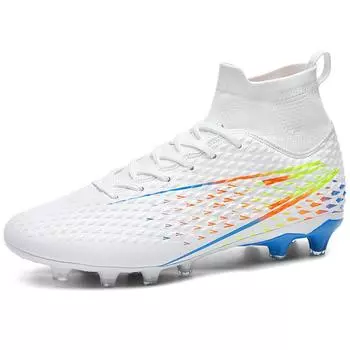 35-45 Мужские футбольные бутсы большого размера с высоким верхом, длинные гвозди, противоскользящие, детские футбольные бутсы для искусственного газона TPR 33 белый