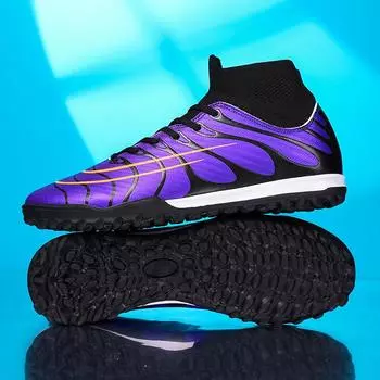 35-45 Мужские футбольные бутсы Большие размеры Гвозди Кожаные Футбольные Бутсы Для Мальчиков Гвозди Противоскользящие Футбольные Бутсы 35 фиолетовый
