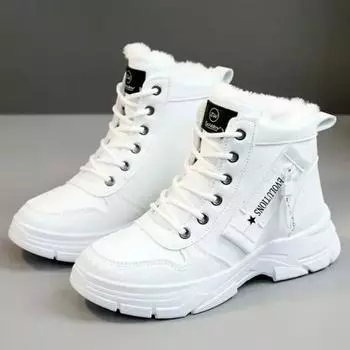 35-45 new winter thick-soled women sneakers warm plus velvet cotton shoes large size 42 platform height-creasing girlfriend s sh 35 хаки