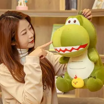 35/45 см Изысканный Яркий Внешний Вид Уютный На ощупь Динозавр Кукла Мультфильм Большие Глаза Открытый Рот Плюшевый Подарок На День Рождения M зелёный