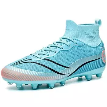 35-45Мужские футбольные бутсы большого размера с длинными гвоздиками для детей, высокие, с длинными гвоздиками, для игры в помещении и на открытом воздухе, противоскользящие футбольные бутсы 35 белый