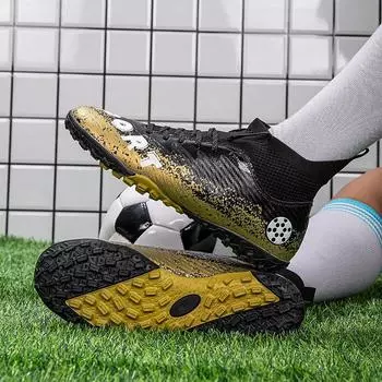 35-46 Детские футбольные бутсы резиновые мягкие с короткими гвоздями для искусственного газона Молодежные детские футбольные бутсы мужские спортивные футбольные бутсы большого размера 35 белый