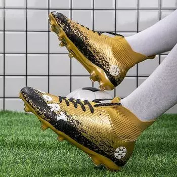 35-46 мужские высокие футбольные бутсы большого размера для детей с искусственным газоном AG с длинными гвоздями тренировочные черные кроссовки 35 белый