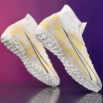 35-47 Мужские футбольные бутсы TF Резиновая мягкая подошва со сломанными ногтями Женские профессиональные тренировочные кроссовки с искусственным покрытием Детские футбольные бутсы 35 белый