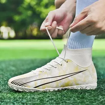 35-47 Мужские футбольные бутсы TF Резиновая мягкая подошва со сломанными ногтями Женские профессиональные тренировочные кроссовки с искусственным покрытием Детские футбольные бутсы 35 белый