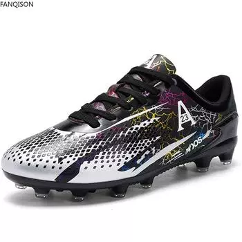 35-47 мужские низкие футбольные бутсы для уличного футбола с длинными шипами, спортивные футбольные бутсы большого размера, молодежные спортивные детские футбольные бутсы 35 белый/циан