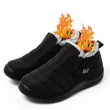 35-47 размер плюша женские мужские зимние теплые зимние сапоги водонепроницаемые противоскользящие толстые меховые ботинки 35 чёрный