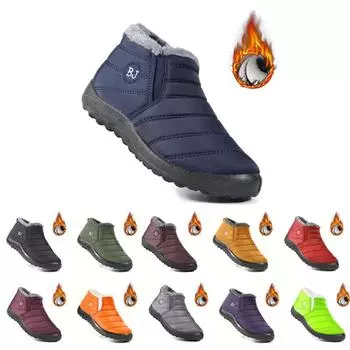 35-47, зимние водонепроницаемые хлопковые ботинки из ткани, мужские и женские с одинаковыми моделями, короткие низкие зимние ботинки большого размера, нескользящие ботинки 35 чёрный