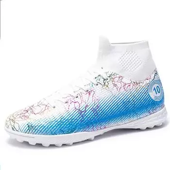 35-48 футбольные бутсы унисекс, высокие эластичные носки, резиновые носки с мягкой подошвой, TF футбольные бутсы, детские тренировочные футбольные бутсы 35 чёрный