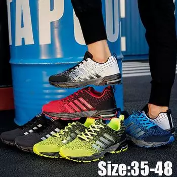 35-48 Мужские модные кроссовки больших размеров Flyknit Женские сетчатые кроссовки 35 чёрный