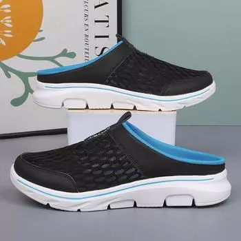 35-48 Тапочки унисекс мужские полутапочки летние сетчатые метр-дышащие мужские черные туфли Mueller 35 синий/светло-бежевый