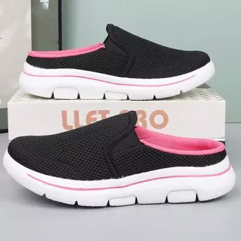 35-48 тапочки унисекс, мужские повседневные тапочки, дышащие модные мужские полуслипоны большого размера 35 розовый/светло-серый