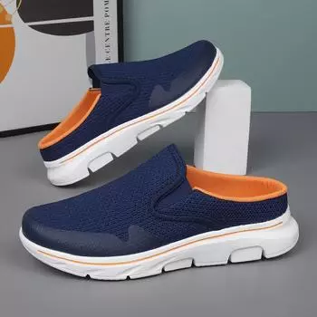 35-48 женские дышащие полутапочки большого размера сверхлегкие домашние и уличные тапочки из ЭВА домашние мужские тапочки 35 синий/светло-бежевый