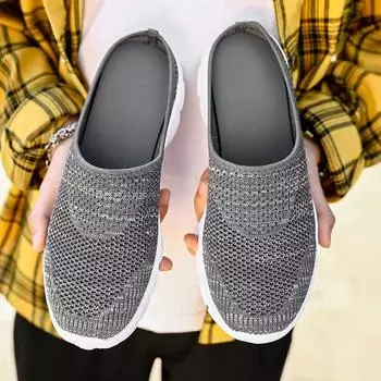 35-48 женские дышащие полутапочки сверхлегкие домашние и уличные мужские тапочки домашние тапочки большого размера 35 темно-красного