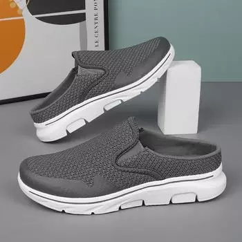 35-48 женские дышащие полутапочки сверхлегкие домашние и уличные мужские тапочки из ЭВА домашние тапочки большого размера 35 синий/светло-бежевый