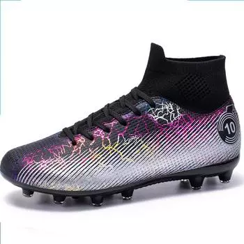 35-48Футбольные бутсы унисекс, высококачественные эластичные носки большого размера, футбольные бутсы с шипами из искусственного газона, детские футбольные бутсы 35 чёрный