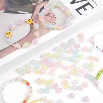 35-50 шт./пакет, 11 мм, пластиковые акриловые бусины в виде звезды и сердца для ожерелья, браслета, бусины для изготовления ювелирных изделий своими руками 11x11mm 38pcs слоновая кость