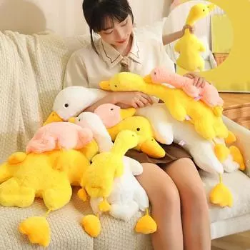 35/55/90 см мягкая игрушка утка мягкая плюшевая утка сенсорная плюшевая пищащая игрушка рождественская развивающая игрушка подарок для S белый