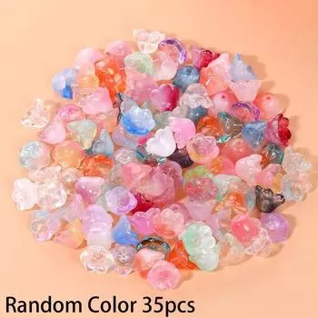 35/65/95 шт. стеклянных бусин, разноцветные стеклянные бусины, креативные узорчатые декоративные бусины с разнесенными бусинами, бусины и аксессуары для бусин 35pcs разноцветный