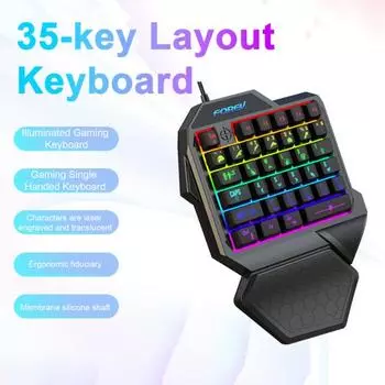 35-клавишная мини-игровая клавиатура с RGB-подсветкой, эргономичный дизайн и поддержка запястья, ослепительный свет, плавное нажатие, игровой контроллер для компьютерных игр