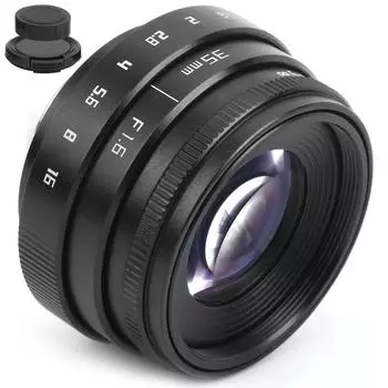 35 мм F1.6 C Mount Большая апертура Ручной фиксированный фокус Портретная камера Объектив Аксессуар черный