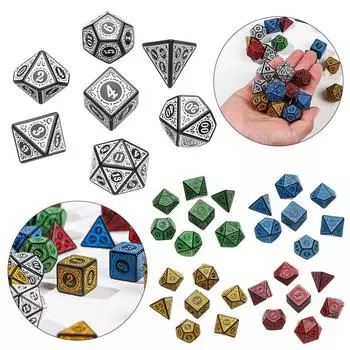 35 шт. для TRPG DND, многогранные блестящие кубики, набор игровых аксессуаров, переливающиеся кубики