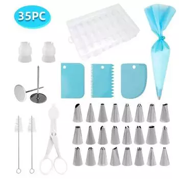 35 шт./компл. насадки для труб из нержавеющей стали для кремового торта, инструменты для приготовления десертов, печенья, кексов, кухонные принадлежности для выпечки