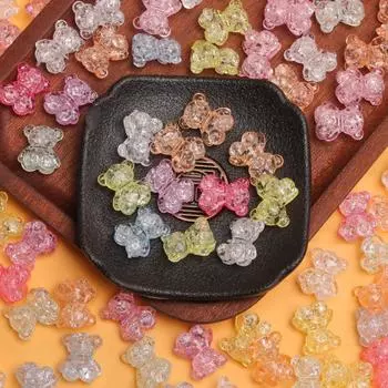 35 шт. прозрачные искусственные стеклянные лопающиеся акриловые бусины в виде медведя из мультфильма, сделай сам, браслет, ожерелье, аксессуары для изготовления ювелирных изделий разноцветный