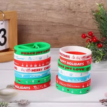 35 шт. Рождественский браслет из силикона, браслеты из резинки, Веселого Рождества для рождественской вечеринки, украшения, принадлежности Onesize