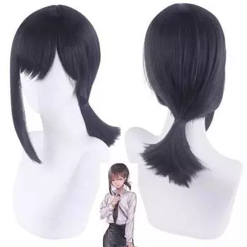 35 СМ Аниме Бензопила Человек Кобени Хигасияма Косплей Парик Черные Прямые Женские Волосы Термостойкие Синтетические Волосы 35CM чёрный