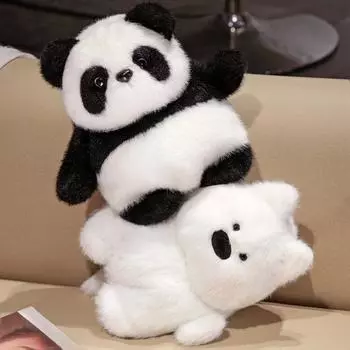 35 см Двусторонняя плюшевая кукла забавная панда трансформация переворачивающаяся West Highland мягкая милая игрушка животное переворачивается мультяшный подарок 35cm