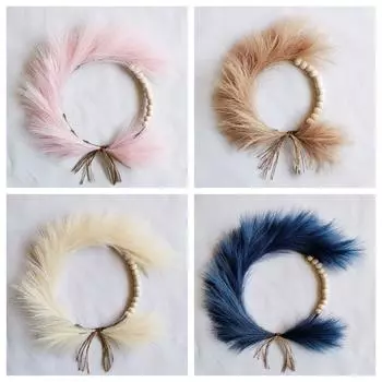 35 см х 35 см венок из тростника деревянные бусины украшение для дома бохо дверь настенное украшение венок коричневый