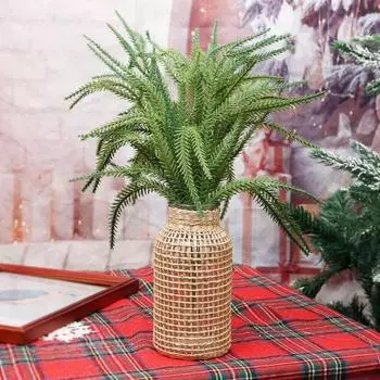 35 см искусственные сосновые ветки искусственные растения рождественская зелень стебли украшения своими руками венок рождественское елочное украшение для дома и улицы 5pcs зелёный